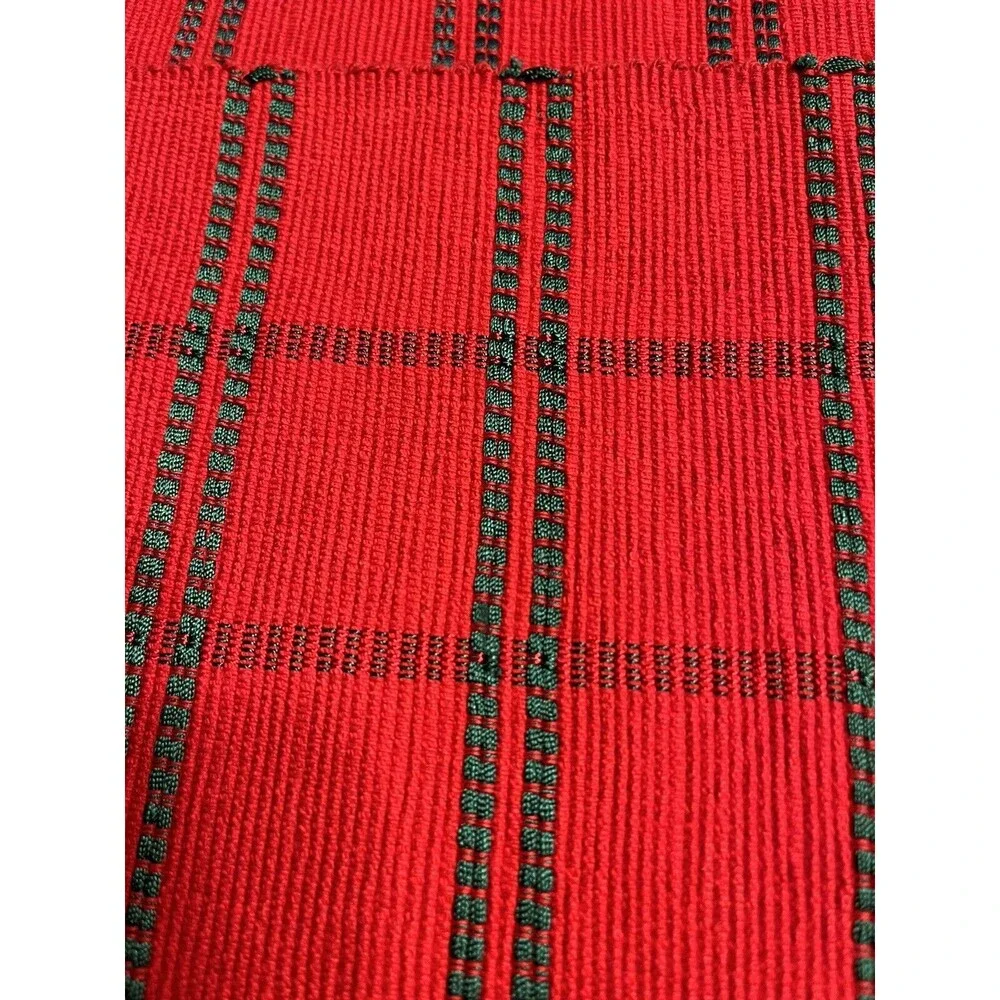 Set of 5 ~ Pier 1 Red/Green Plaid Placemats Cotton Holiday Christmas